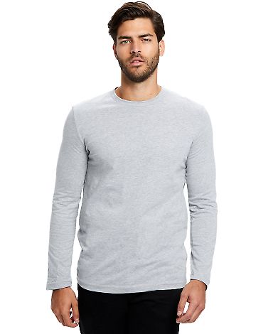US Blanks US2090 Men's 4.3 oz. Long-Sleeve Crewnec in Heather grey front view