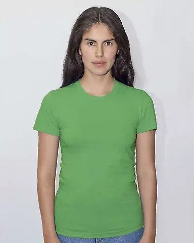 Los Angeles Apparel 21002 Ladies Fine Jersey Tee Grass Green front view