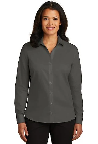 Red House RH79  Ladies Non-Iron Twill Shirt Grey Steel front view