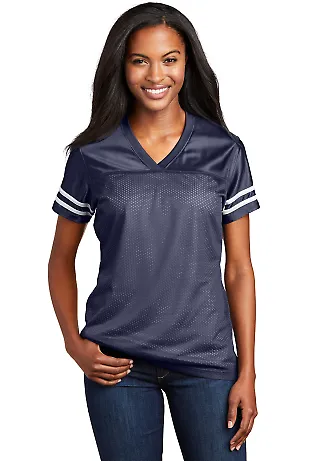 Sport Tek LST307 Sport-Tek Ladies PosiCharge Repli Tr Navy/White front view