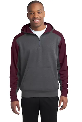 Sport Tek ST249 Sport-Tek Tech Fleece Colorblock Grph Hea/Mroon front view
