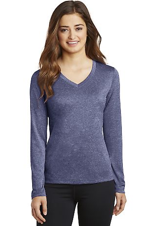 Sport Tek LST360LS Sport-Tek Ladies Long Sleeve He in True navy hthr front view