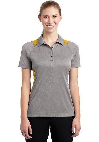Sport Tek LST665 Sport-Tek® Ladies Heather Colorb in Vnt he/gold front view