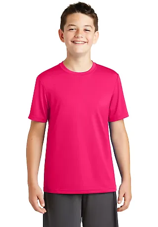 Sport Tek YST320 Sport-Tek Youth PosiCharge Tough in Pink raspberry front view