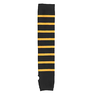 Sport Tek STA03 Sport-Tek Striped Arm Socks Black/Gold front view