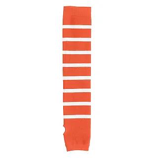 Sport Tek STA03 Sport-Tek Striped Arm Socks Deep Orange/Wh front view