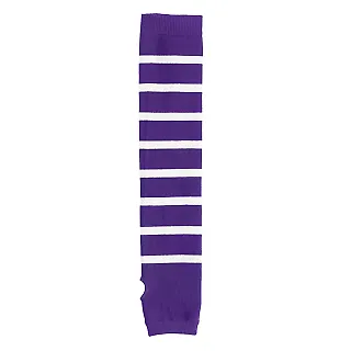 Sport Tek STA03 Sport-Tek Striped Arm Socks Purple/White front view