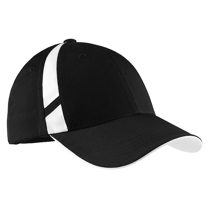 Sport Tek STC12 Sport-Tek Dry Zone Mesh Inset Cap in Black/white front view