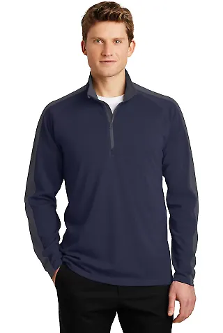 Sport Tek ST861 Sport-Tek Sport-Wick Textured Colo Tr Navy/Irn Gy front view