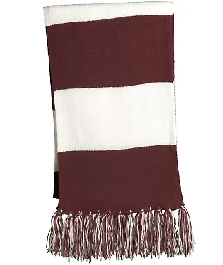 Sport Tek STA02 Sport-Tek Spectator Scarf in Maroon/white front view