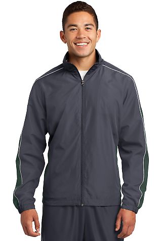 Sport Tek JST61 Sport-Tek Piped Colorblock Wind Ja in Grph gry/forst front view