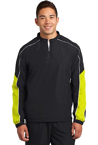 Sport Tek JST64 Sport-Tek Piped Colorblock 1/4-Zip in Blk/citron/wht front view