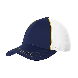 Sport Tek STC29 Sport-Tek Piped Mesh Back Cap in Gold/tr ny/wht front view