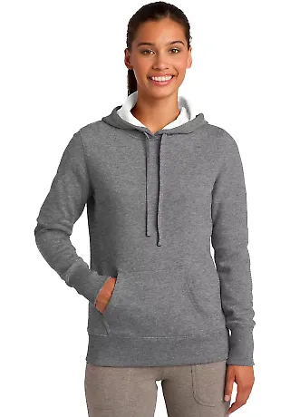 Sport Tek LST254 Sport-Tek Ladies Pullover Hooded  in Vintage hthr front view