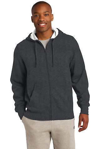 Sport Tek ST258 Sport-Tek Full-Zip Hooded Sweatshi in Graphite hthr front view