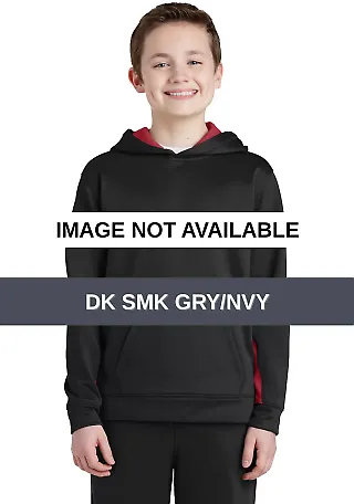 Sport Tek YST235 Sport-Tek Youth Sport-Wick Fleece Dk Smk Gry/Nvy front view