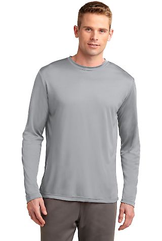 Sport Tek TST350LS Sport-Tek Tall Long Sleeve Posi in Silver front view