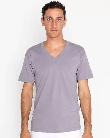 Los Angeles Apparel 24056 Fine Jersey V-Neck Tee Slate front view