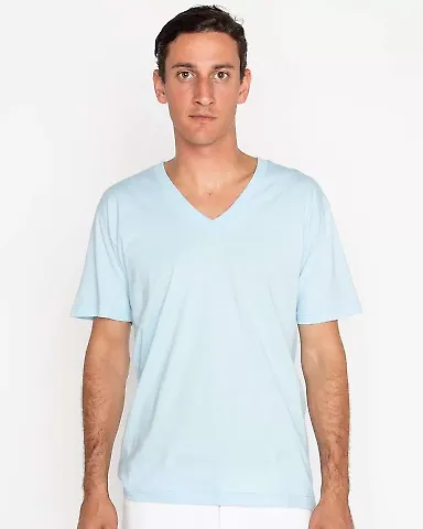 Los Angeles Apparel 24056 Fine Jersey V-Neck Tee Light Blue front view