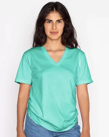 Los Angeles Apparel 24056 Fine Jersey V-Neck Tee Mint front view