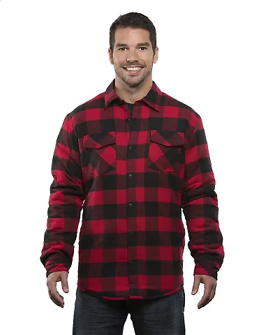 Burnside 8610 Quilted Flannel Jacket in Red/ black buffalo front view