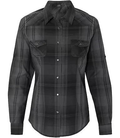 Burnside 5206 Women's Convertible Sleeve Flannel W Black/ Grey front view
