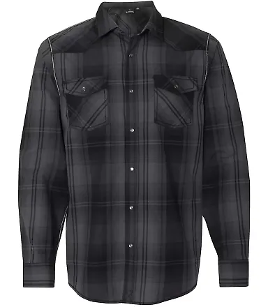 Burnside 8206 Long Sleeve Western Shirt Black/ Grey front view