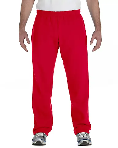 Gildan G184 7.75 oz., 50/50 Open-Bottom Sweatpants in Red front view