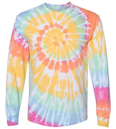 Dyenomite 240MS Spiral Tie Dye Long Sleeve in Aerial spiral front view