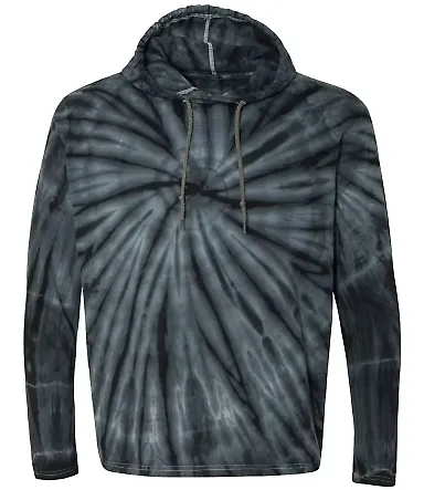 Dyenomite 430VR Tie-Dyed Hooded Pullover T-Shirt in Black front view