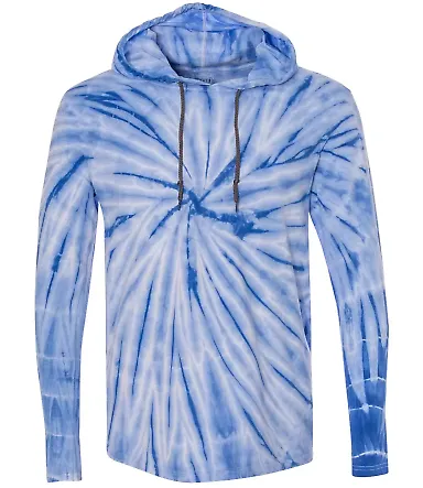 Dyenomite 430VR Tie-Dyed Hooded Pullover T-Shirt in Royal front view