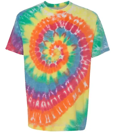 Dyenomite 650VRX Vintage Festival T-Shirt in Classic rainbow spiral front view
