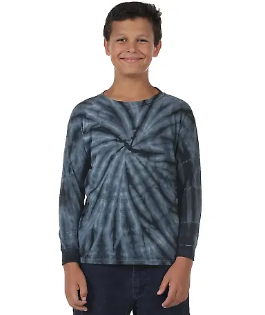 Dyenomite 24BCY Youth Cyclone Tie Dye Long Sleeve  in Black front view