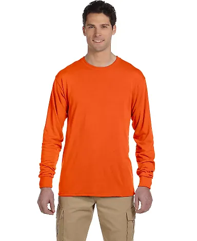 Jerzees 21MLR Dri-Power Sport Long Sleeve T-Shirt Safety Orange front view