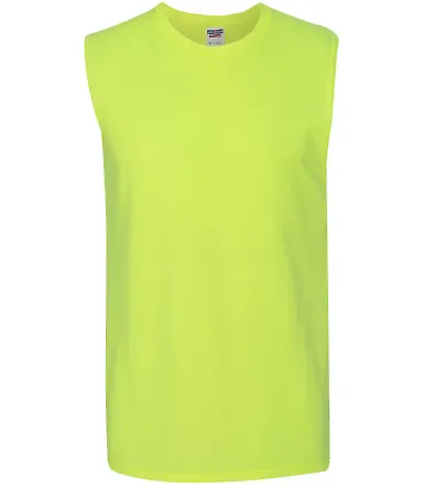 Jerzees 29SR Dri-Power Active Sleeveless 50/50 T-S Safety Green front view