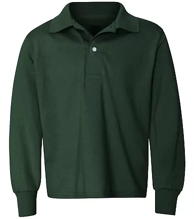 Jerzees 437YLR SpotShield Youth Long Sleeve Sport  Forest Green front view