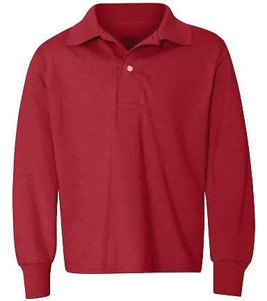 Jerzees 437YLR SpotShield Youth Long Sleeve Sport  True Red front view