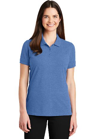 242 LK8000 Port Authority Ladies EZCotton Polo in Blue heather front view