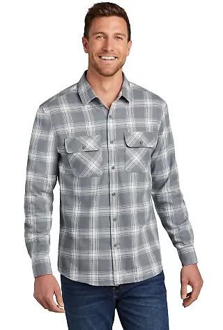 242 W668 Port Authority Plaid Flannel Shirt in G/cropnpld front view