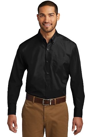 242 TW100 Port Authority Tall Long Sleeve Carefree in Deep black front view