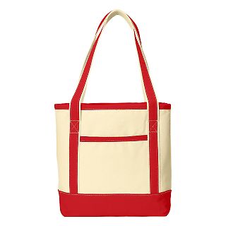 242 BG412 Port Authority Medium Cotton Canvas Boat in Nat/red front view
