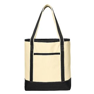 242 BG413 Port Authority Large Cotton Canvas Boat in Nat/black front view