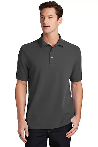 244 KP1500 Port & Company Ring Spun Pique Polo Charcoal front view