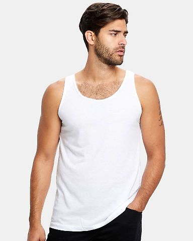 US Blanks US2408 /Unisex Poly/Cotton Tank in White front view