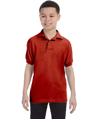 52 054Y Youth Ecosmart Jersey Polo Sport Shirt Deep Red front view