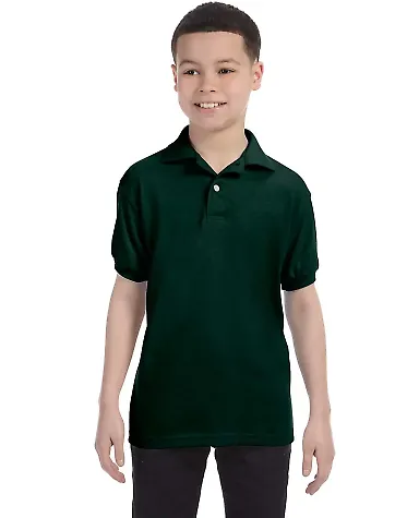 52 054Y Youth Ecosmart Jersey Polo Sport Shirt Deep Forest front view