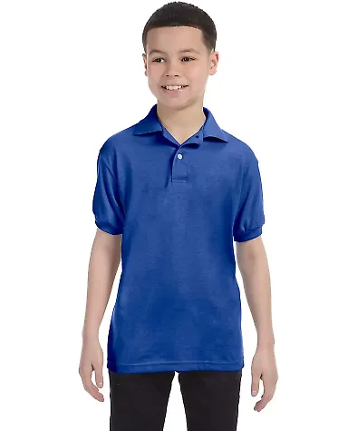 52 054Y Youth Ecosmart Jersey Polo Sport Shirt Deep Royal front view