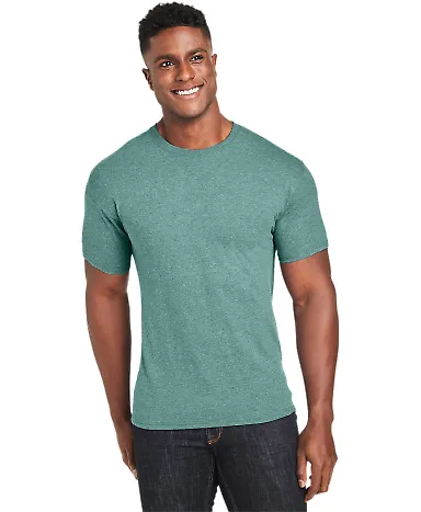 Hanes 42TB X-Temp Triblend T-Shirt with Fresh IQ o Green Clay Heather front view