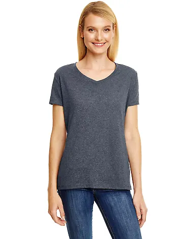 Hanes 42VT Women's V-Neck Triblend Tee with Fresh  Slate Triblend front view