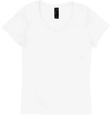 Hanes 42VT Women's V-Neck Triblend Tee with Fresh  Eco White front view